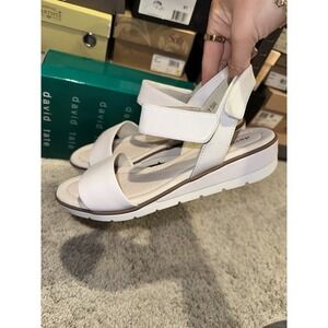 David Tate Womens Scala Adjustable White Leather Slingback Sandals Shoes 7.5 W
